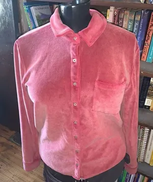 White Cloud pink velvet button down soft normcore S shirt thumbnail 1