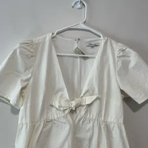Madewell NWT Tie-Front Mini Dress‎ in White Size 0 thumbnail 4