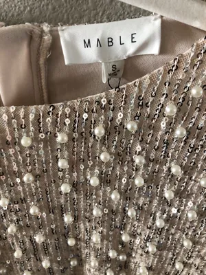 Mable silver gold shimmer sequin with beaded pearl accents NWT S thumbnail 4