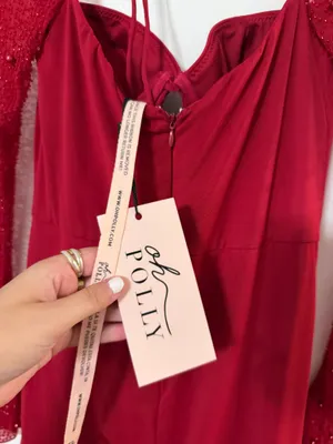 Oh Polly Embellished Side Split Maxi Dress in Red thumbnail 8