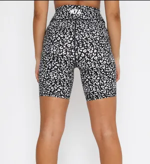 White Fox Black And White leopard print cycle shorts thumbnail 3