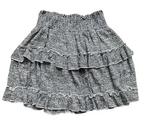 Altar’d State Tiered Ruffle Black and White Printed Smocked Skirt Size Medium thumbnail 1