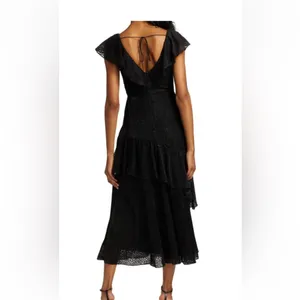 ML monique Lhuillier‎ velvet ruffle dress 8 thumbnail 2