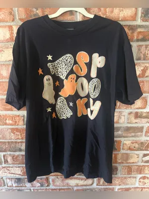 Comfort Colors Black Graphic 'Spooky' Tee with Orange and Cream Accents thumbnail 1