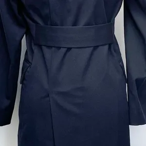 Victor Alfaro Womens Trench Coat Small Navy‎ Chic Preppy Quiet Luxury Old Money thumbnail 4