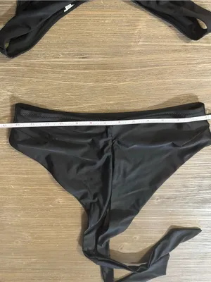 aerie Black V-Neck Halter Bikini Small Top Medium Bottom thumbnail 3