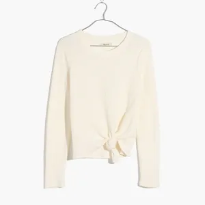 New Madewell Ribbed‎ Long Sleeve Knot-Front Top Ivory XXL Minimalist Casual thumbnail 10