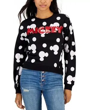 Disney Sequin Embellished Mickey Mouse Print Sweatshirt junior women’s large thumbnail 1