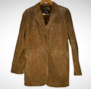 Dennis by Dennis Basso genuine leather jacket blazer Women’s size medium brown thumbnail 1