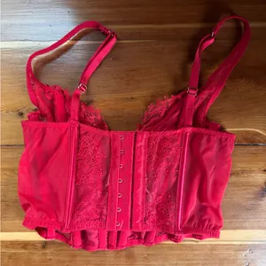 Victoria’s Secret Dream Angels Lace Corset Top Red XS thumbnail 4