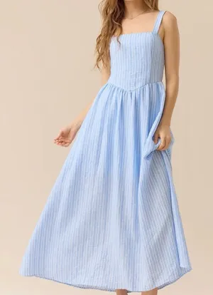 NEW Altar’d State Blue Striped Maxi Dress Size XL NWT thumbnail 1