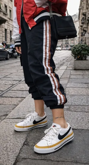 Nike Court Legacy Sneakers White Black Gold Streetwear 6.5 Retro Y2K 90s Classic thumbnail 1