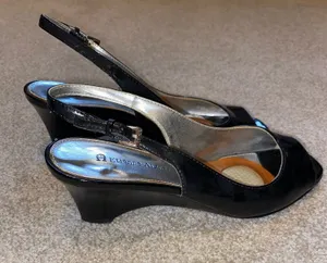 Etienne Aigner Peep Toe Slingback Heels Black 6.5 thumbnail 1