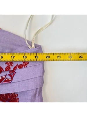 NWOT Linen Floral Tie Spaghetti Strap Pleated Layered Mini Dress Purple Size M thumbnail 9