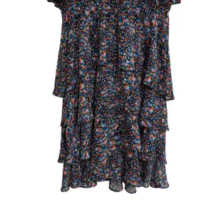 Sandra Darren XL Confetti Dot Tiered Faux Wrap Midi‎ Dress Navy Multicolor Party thumbnail 3