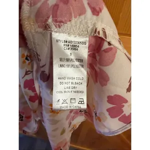 Sadie & Sage Cream Pink Floral Short Sleeve Faux Wrap Mini Dress Size Small (746 thumbnail 6