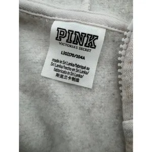 Victoria’s Secret PINK Gray Zip Up Hoodie Crest Logo Full Zip Sweatshirt Size L thumbnail 3