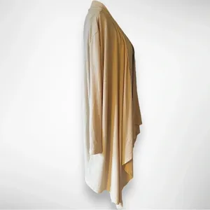 Open Front‎ Lightweight Long Sleeve Draped Apricot Long Cardigan Medium thumbnail 5