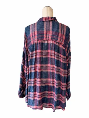 NWOT Free people fearless love oversized top pink Blue Medium thumbnail 8