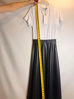 NWT ZARA Black Faux Leather High Waist Pleated Flared Midi Skirt XS thumbnail 5