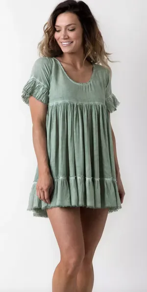 Sea Gypsies Womens Flare Dress in Jaidete Sage Green Sz XS Cottage Fairy Core thumbnail 1