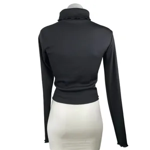 Nike Women's Black Ribbed Knit Long Sleeve Turtle Neck Crop Sweater Tops Size S thumbnail 3