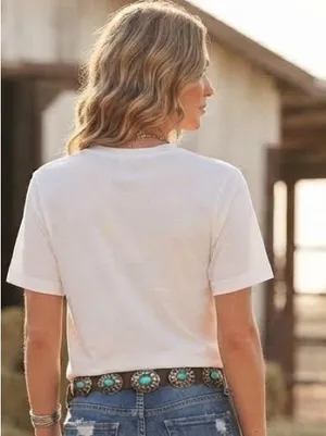 Save a Horse, Ride a Cowgirl Graphic Tee L 22” p2p White NWOT thumbnail 5