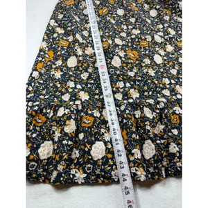 Universal Thread Navy Floral Smocked Midi Dress Long Sleeve Ruffle Neck Large thumbnail 6