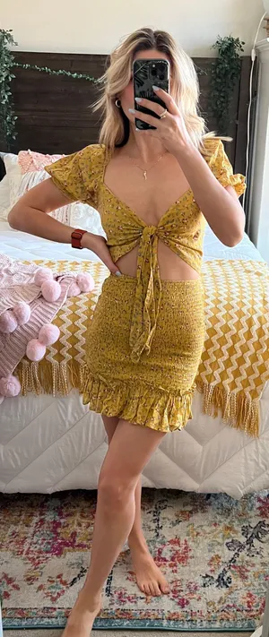 Sabo Skirt Yellow Floral Mini Dress thumbnail 3