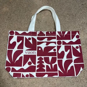 Vuori Limited Edition Holiday 16oz Cotton‎ Canvas Tote Bag Strawberry OS thumbnail 3