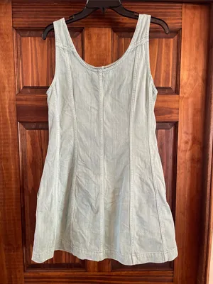 Madewell Mint Green Sleeveless Denim Button-Front Mini Dress size 4 thumbnail 3