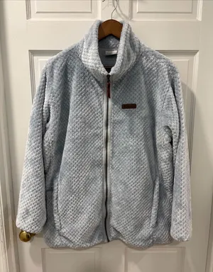 Columbia Women’s Plus Size Fire Side II Sherpa Full Zip Size 1X Light Blue EUC thumbnail 1
