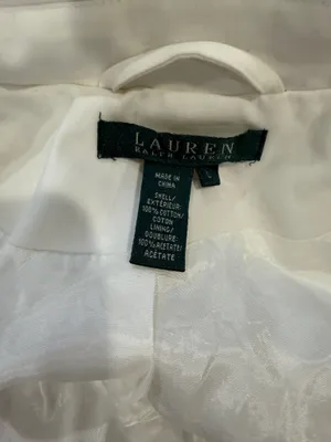 Lauren Ralph Lauren White & Gold 100% Cotton Utility Zip Jacket Women's Size L thumbnail 6