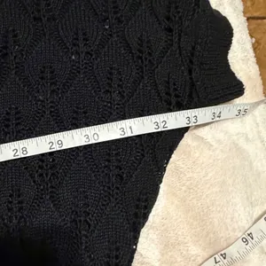 Mesh + Lace Black Floral Embroidered Pointelle Knit Kimono Cardigan Large S3281M thumbnail 14