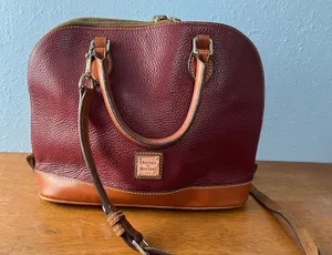 Dooney & Bourke Burgundy Two Tone Leather Zip Zip Satchel thumbnail 1