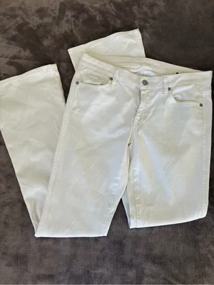 7 For All Mankind Size 28 White Cotton Spandex Logo Boot-Cut Jeans thumbnail 3