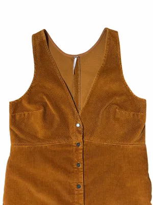 Free People Rolling Thunder Corduroy Mini Dress in Cinnamon Brown Womens S thumbnail 3