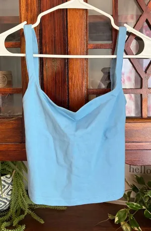 Reformation Sky Blue Organic Cotton Stretch Tank‎ Top XS Made in USA thumbnail 1