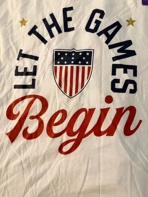 Team USA Shirt White Olympic Games Let The Games Begin Cotton Tee NWT thumbnail 3