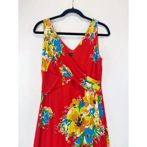 NWT LRL Ralph Lauren Womens Dress Red Floral Jersey Maxi V Neck Sundress Size 10 thumbnail 6