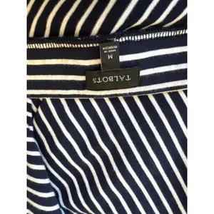 Talbots Navy White Striped Ruffle‎ Hem Midi Skirt Career Casual Women thumbnail 7