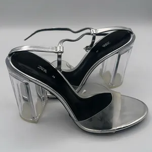 Zara Silver Women's Heeled Sandals thumbnail 1