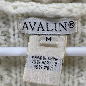 Avalin Sweater Vest Faux Fur Collar Wool‎ Blend Sleeveless Knit Ivory M thumbnail 2