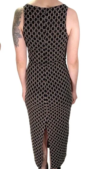 Vintage Maxi Dress Black Beaded Embroidered Sleeveless Slit 80s 90s Gothic thumbnail 2