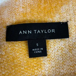 Ann Taylor Womens S Mustard Yellow Cream Zebra Print Fuzzy Crewneck Sweater thumbnail 3