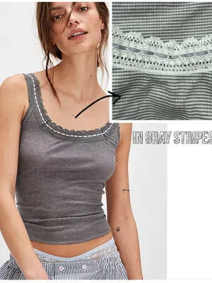 Free People only you Striped Tank - Gray Combo thumbnail 2