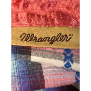 Vintage Y2K Wrangler Western Pearl Snap Pink Plaid Shirt Boho‎ Cowgirl Rustic thumbnail 7