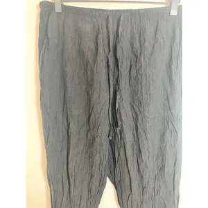 Zara Black Crinkle Textured Wide Leg Relaxed Drawstring Pants Medium thumbnail 5