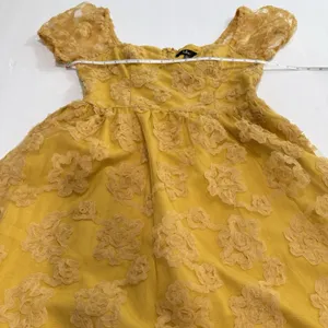 Lulus Notable Elegance Yellow Mesh‎ Floral Bustier Midi Dress Size LARGE Whimsy thumbnail 11