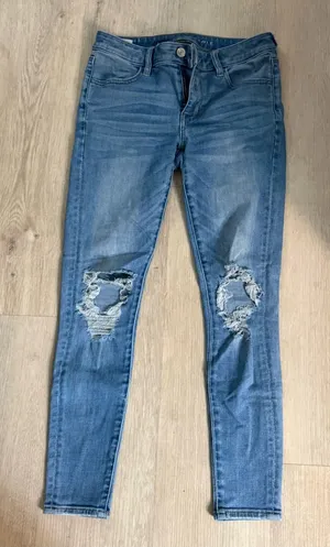 American Eagle Outfitters Medium Blue Ripped Skinny Jeans thumbnail 1